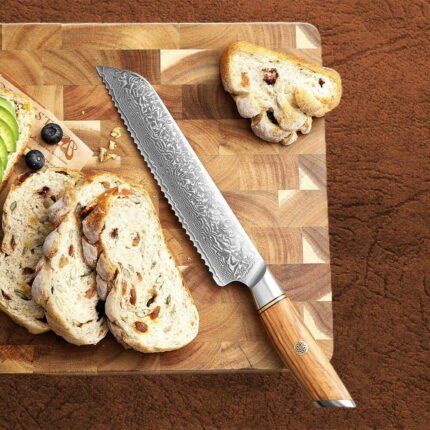 73 Layers Powder Steel Bread Knife with Olive Wood Handle