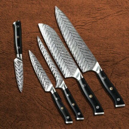 HAND FORGED DAMASCUS KITCHEN KNIFE SET