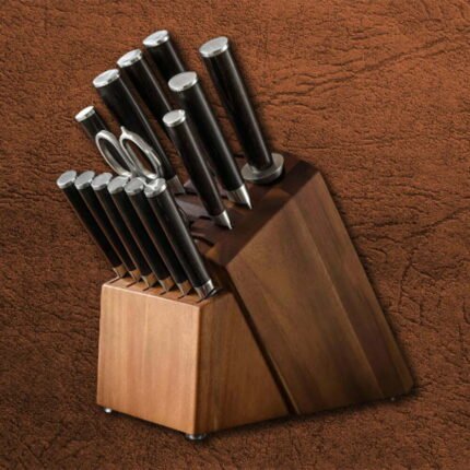 Super Sharp 15 pcs 67 layers Damascus Steel Kitchen Knife Set with Pakka Wood Handle