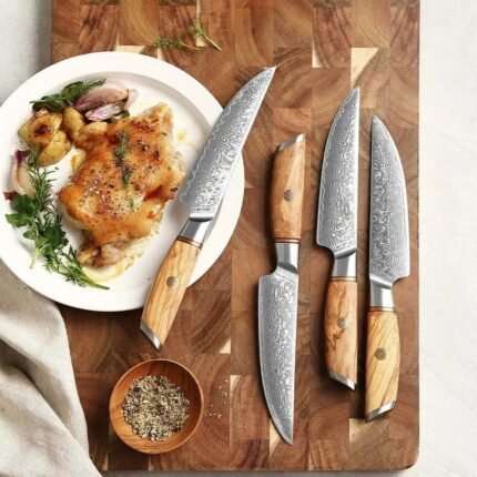 73 Layers Powder Steel Steak Knife with Olive Wood Handle