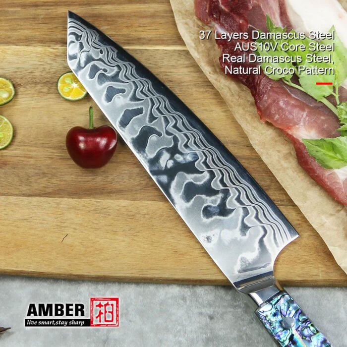 9 piece Damascus Stainless Steel 45 Layers Kitchen Knives Set with abalone handle