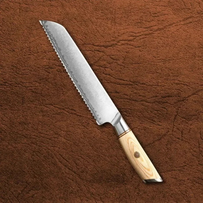 Damascus Steel 73 Layers Bread Knife With Pakka Wood Handle