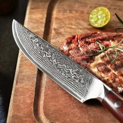 High Carbon Stainless Steel Steak Knife with Rosewood Handle