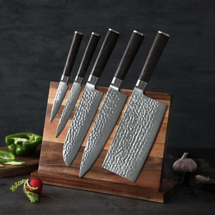 Super Sharp 7 pcs 67 layers Damascus Steel Kitchen Knife Set with Pakka Wood Handle