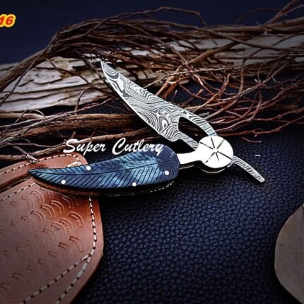 7.5 in Custom Handmade Damascus Folding Knife