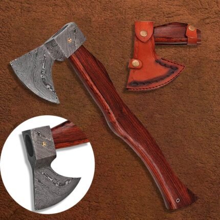 Custom Damascus Steel Head Hand Forged Viking Axe