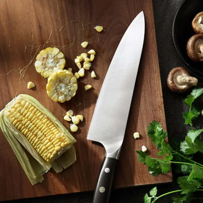 German Steel 8 Inches Kitchen Chef Knife With Natural Ebony Wood Handle