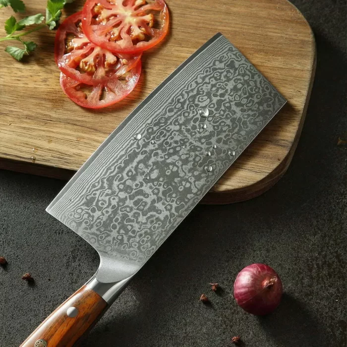 Japanese High Carbon Stainless Steel Cleaver with Rosewood Handle