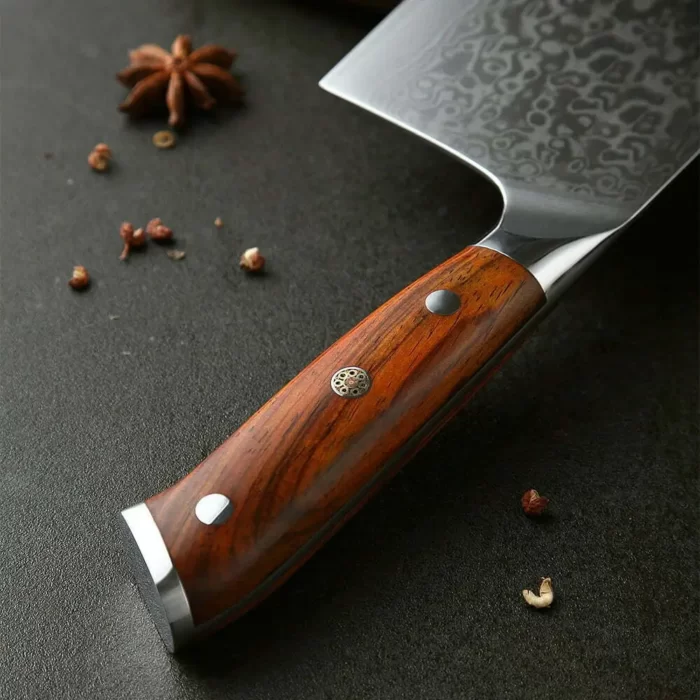 Japanese High Carbon Stainless Steel Cleaver with Rosewood Handle