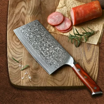 Japanese High Carbon Stainless Steel Cleaver with Rosewood Handle